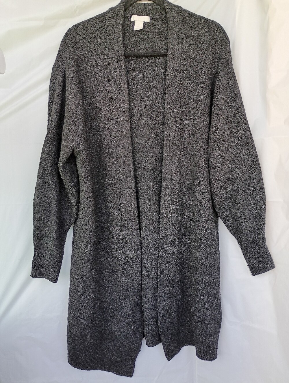 H&M Dark Charcoal Open-Front Fuzzy Cardigan Sweater - Size L